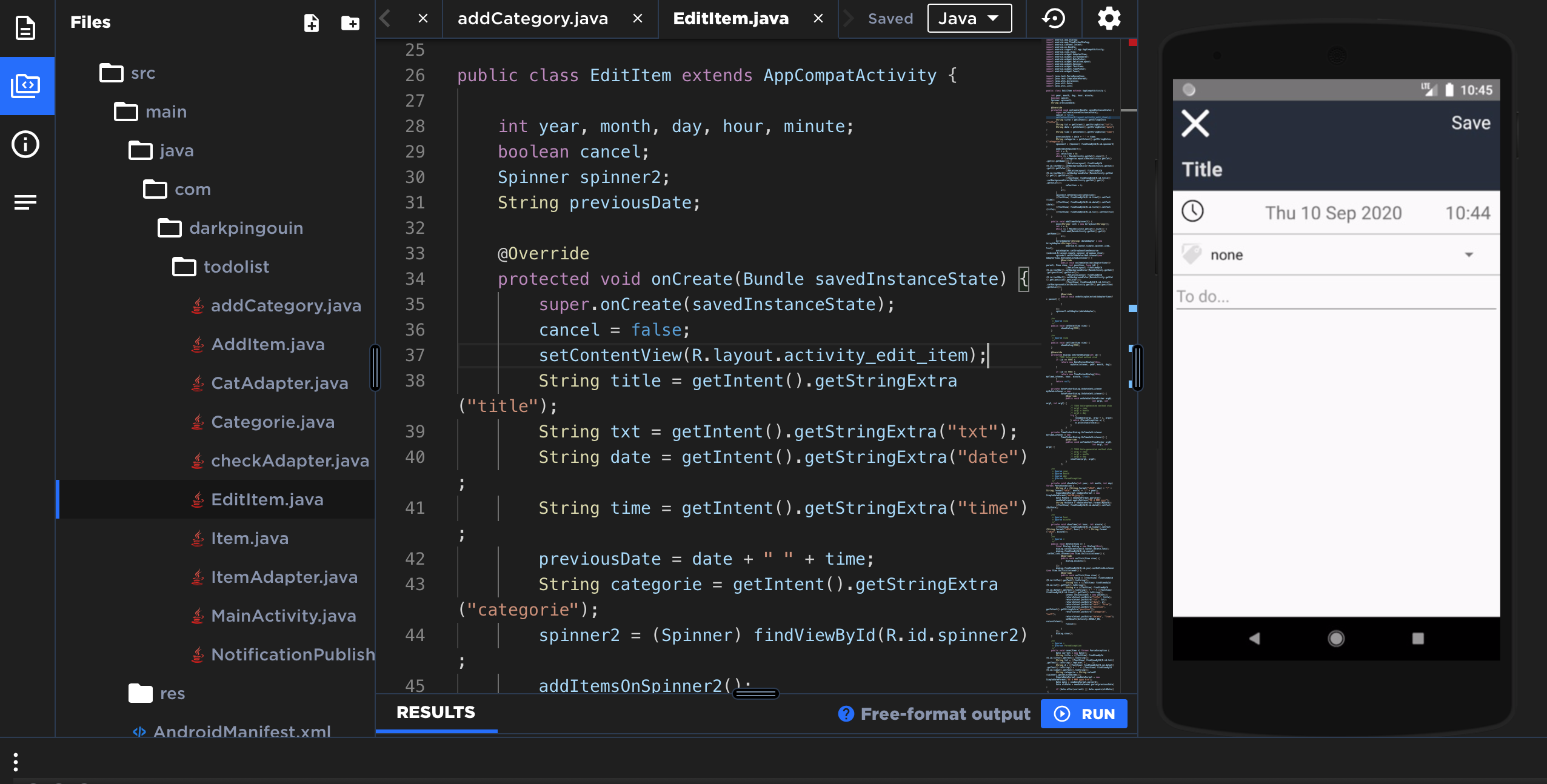 This Android task (“androidTodoApp”) provides a basic todo- list application as a starting point for the interview.